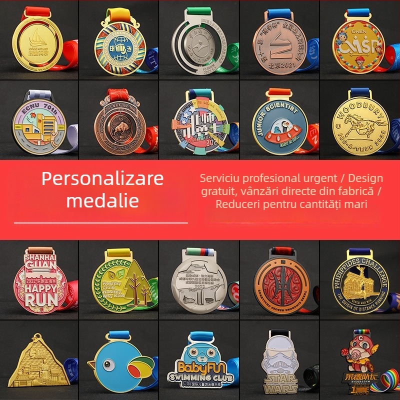 Medalie metalică de maraton, personalizată pentru eveniment școlar, cross-country, alergare și ciclism