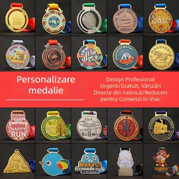 Medalie metalică personalizată pentru maraton pentru eveniment sportiv școlar — Cros, alergare și ciclism