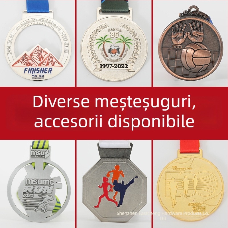 Medalii metalice personalizate pentru competiții sportive 3D, maratoane și concursuri corporatiste școlare — aur, argint și bronz