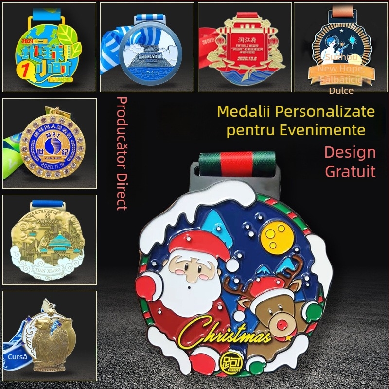 Medalie metalică personalizată pentru alergare, maraton și drumeții off-road