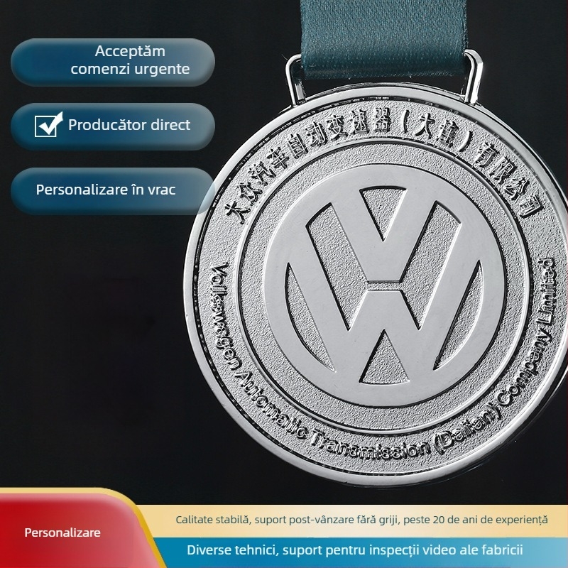 Medalie metalică personalizată pentru recunoaștere corporativă – aur, argint, bronz – pentru fotbal și maraton