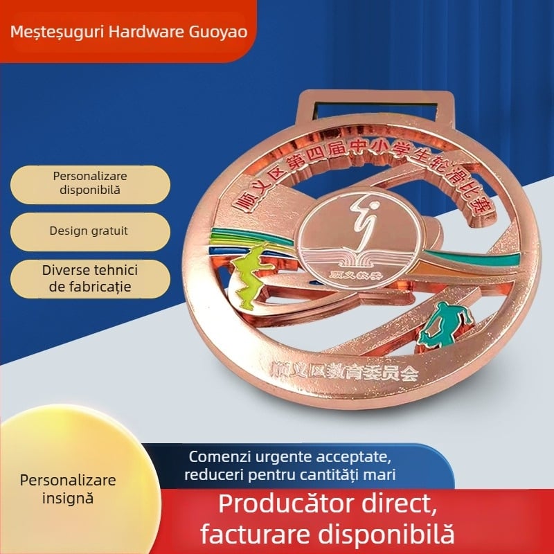 Medalie metalică personalizabilă, placare aurie/argintie/cupru, 5 cm, pandantiv pentru maraton și evenimente corporative