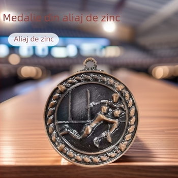 Medalie sport metalică cu foiță de aur și finisaj lacuit pentru concursuri și evenimente sportive