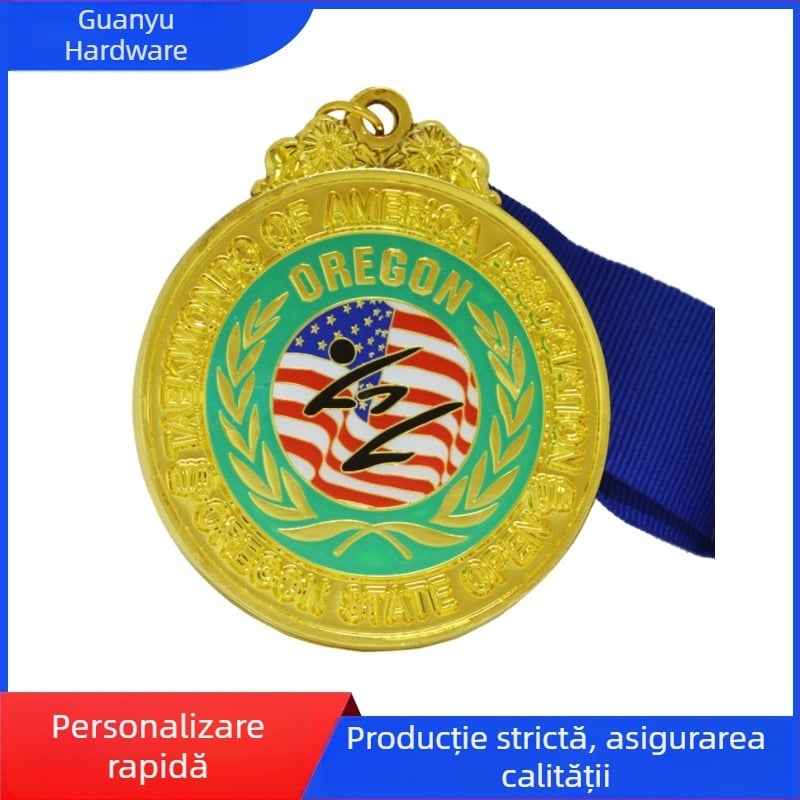 Medalie metalică cu finisaj vopsit pentru evenimente sportive, medalie memorială de maraton cu caracter cultural și creativ, plachetă cadou personalizată din aliaj de zinc