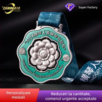 Medalie metalică cu lac transparent, finisaj email pentru maraton, evenimente sportive și întâlniri școlare, premiu rotativ personalizabil, amintire