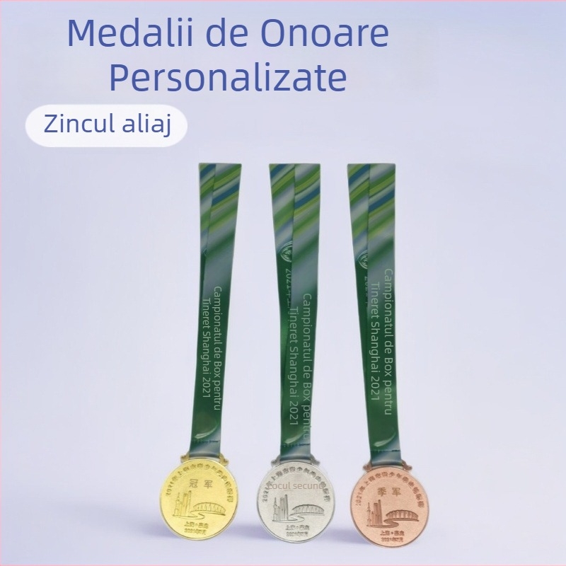 Medalie de baschet, pentru purtare la gât, aur/argint/bronz, memorială din aliaj de zinc