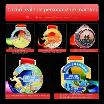 Medalie personalizabilă cu design gratuit pentru maraton, placată cu aur din aliaj de zinc
