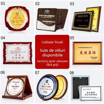 Placă de onoare din lemn cu medalion din bronz și placă din oțel inoxidabil, premiu autorizat, certificat din lemn masiv