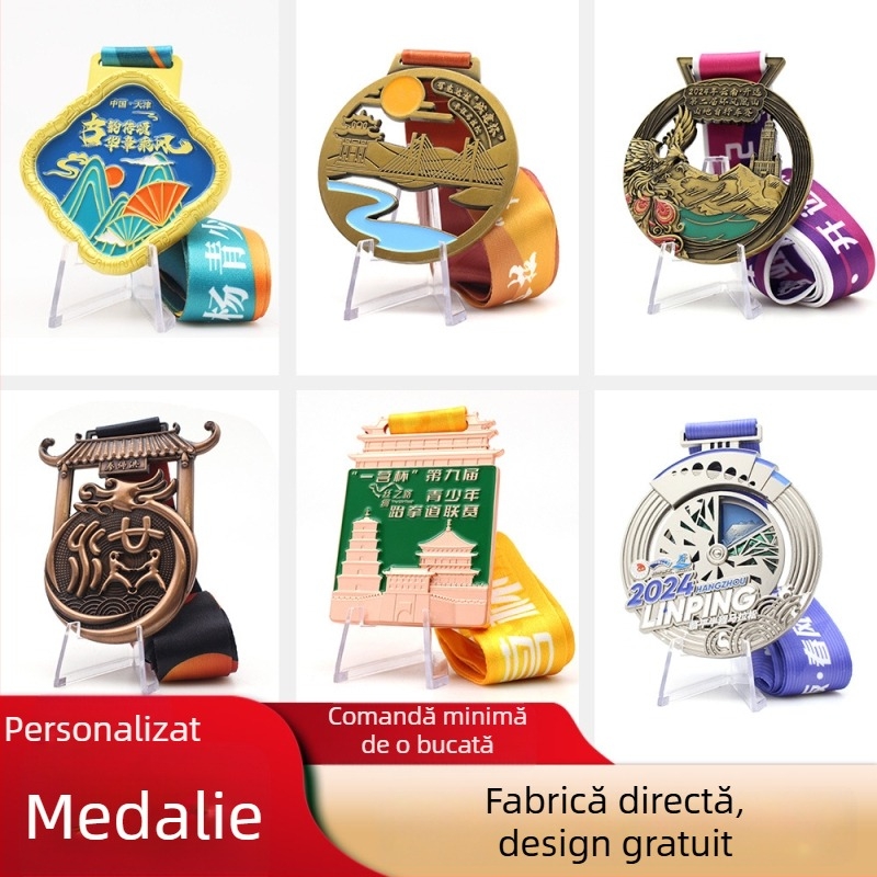 Medalie metalică personalizată pentru Maratonul orașului Chongqing, medalie decupată cu design Panda 3D email, plachetă comemorativă