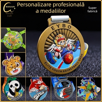 Medalie personalizată din aliaj de zinc, cu finisaj emailat – plachetă pentru companii, școli și instituții educaționale – medalie aniversară memorială