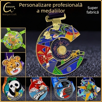 Medalie personalizată din aliaj de zinc, cu finisaj emailat – plachetă pentru companii, școli și instituții educaționale – medalie aniversară memorială