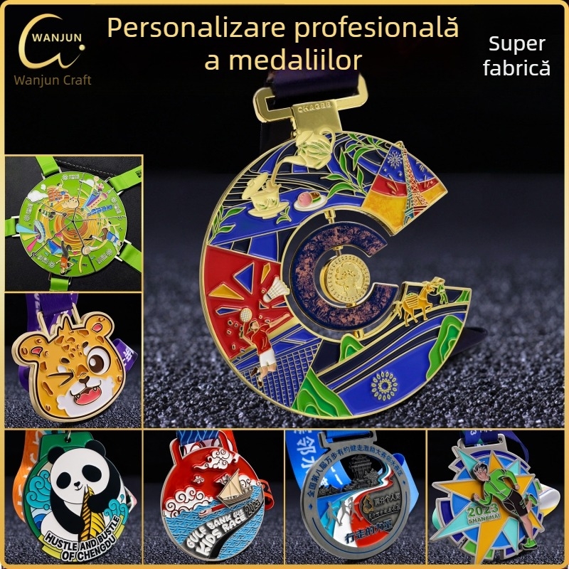 Medalie personalizată din aliaj de zinc, cu finisaj emailat – plachetă pentru companii, școli și instituții educaționale – medalie aniversară memorială