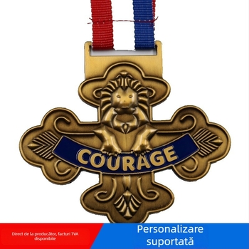 Medalie metalică, aliaj de zinc, placare cu aur, pentru maraton și evenimente sportive, logo personalizabil