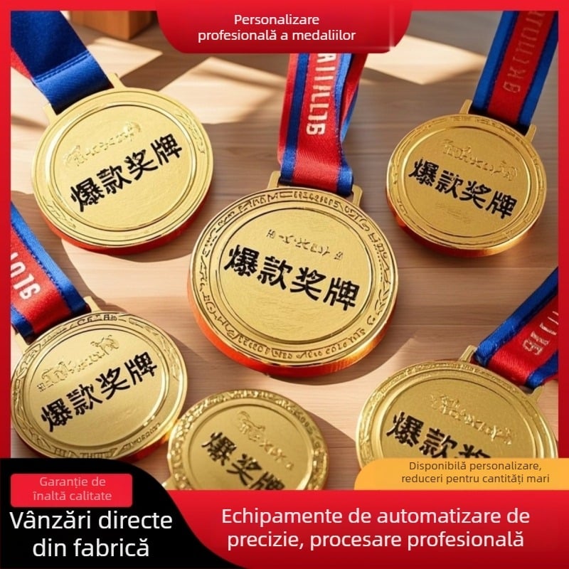 Medalie metalică de maraton, medalie din aliaj cu relief pentru competiții școlare, logo personalizabil