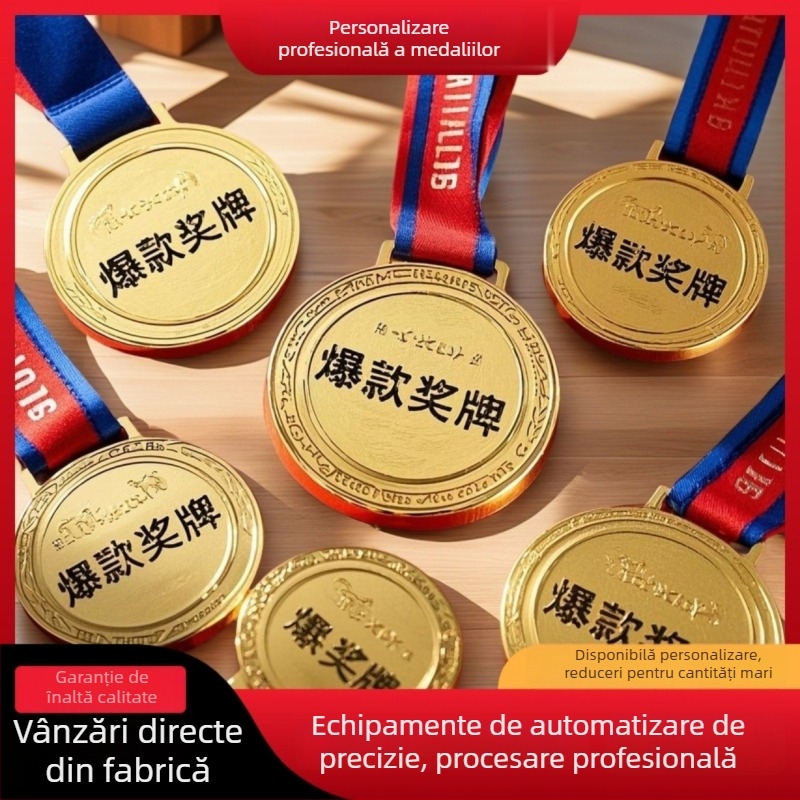 Medalie metalică de maraton, medalie din aliaj cu relief pentru competiții școlare, logo personalizabil
