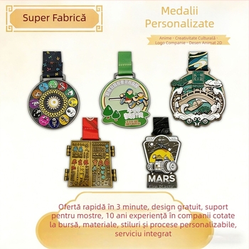 Medalii metalice emailate personalizate pentru maratoane și competiții ale copiilor și elevilor; plăcuțe comemorative; medalii pentru obiective turistice.