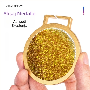 Medalie personalizată din metal și acrilic, cu efect nisip mișcător, pentru evenimente sportive