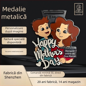 Medalie metalică pentru maraton online de Ziua Mamei – medalie memorială personalizată pentru evenimente sportive