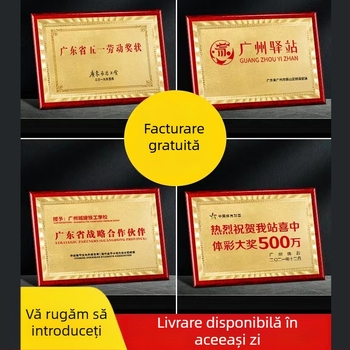 Trofeu de cristal cu bază din lemn, medalie cu foiță de aur pentru concursuri educaționale și de dans/artă, plachetă de bronz și certificat
