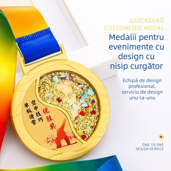 Medalii aurii personalizate pentru evenimente sportive: maraton, badminton, baschet, schi