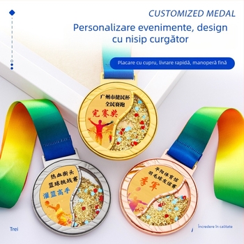 Medalii aurii personalizate pentru evenimente sportive: maraton, badminton, baschet, schi