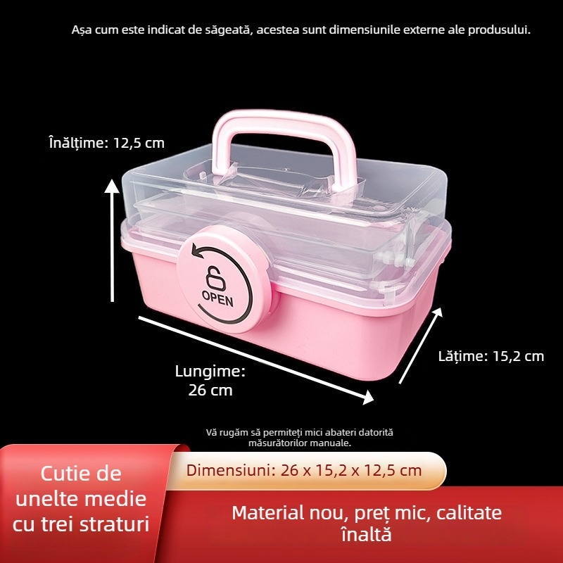 Cutie de depozitare cu trei etaje pentru papetărie și materiale de desen; organizator de birou pentru pensule, pixuri și autocolante