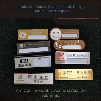 Ecuson personalizat din oțel inoxidabil pentru angajați cu card de identificare din acrilic