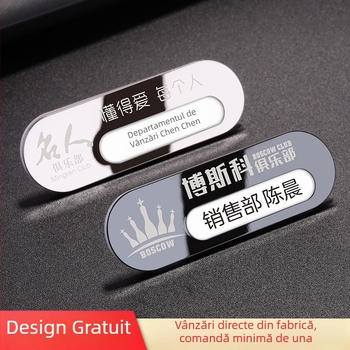 Ecuson personalizat din oțel inoxidabil pentru angajați cu card de identificare din acrilic