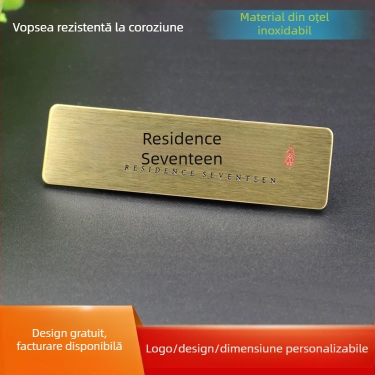 Insigne din oțel inoxidabil gravate, vopsea rezistentă la coroziune, etichete de identificare pentru angajați și elevi