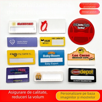Badge de nume din PVC/acril, cu închidere magnetică și știft, identificator de angajat personalizabil cu nume înlocuibil