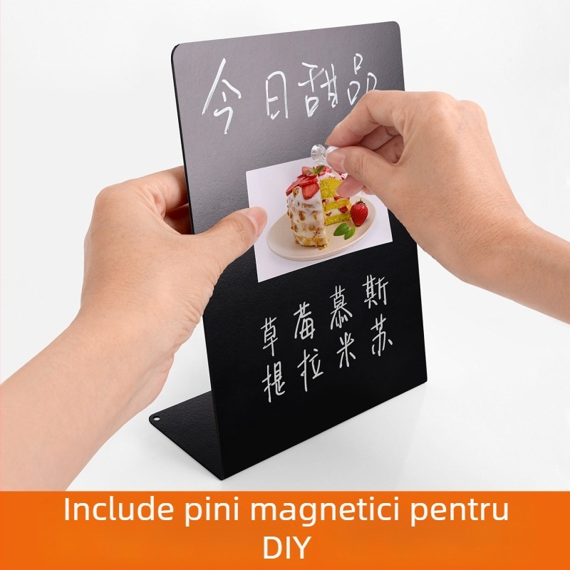 Tablă magnetică de birou pentru notițe, cu ramă metalică, față unică, tablă de cretă personalizabilă