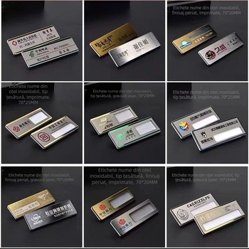 Insignă personalizată pentru nume cu clips cu pin - Placă de nume pentru angajat din aliaj de aluminiu