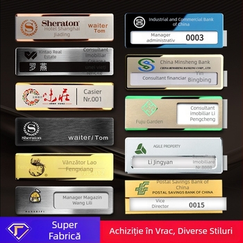 Insignă de identificare din oțel inoxidabil, personalizată, cu spate magnetic
