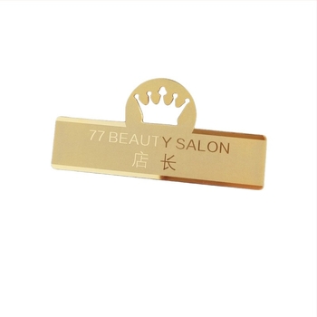 Badge de nume din oțel inoxidabil, cu ac de prindere, pentru personal hotelier, personalizare a logo-ului