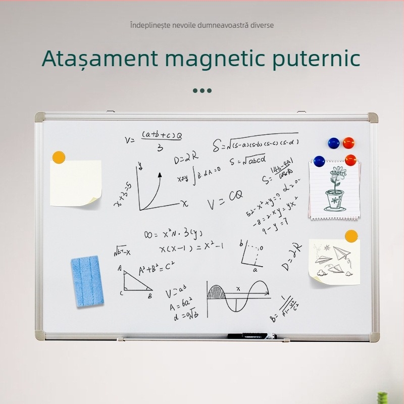 Tablă magnetică de perete cu suprafață albă și mică tablă – 350x250 mm, față simplă, cadru din aliaj de aluminiu, pentru acasă, învățământ și birou