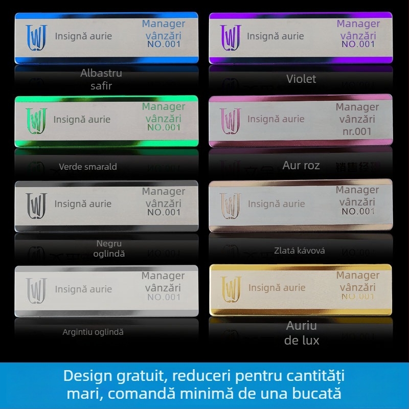 Badge din oțel inoxidabil, personalizat, cu prindere cu ac sau magnet pentru cardul de identificare al angajatului