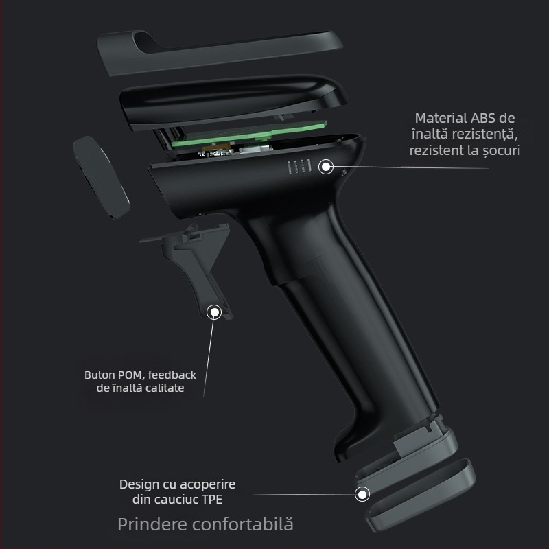 Deli 14880S scanner portabil îmbunătățit pentru coduri de bare, USB cablat, potrivit pentru logistică și supermarketuri, negru