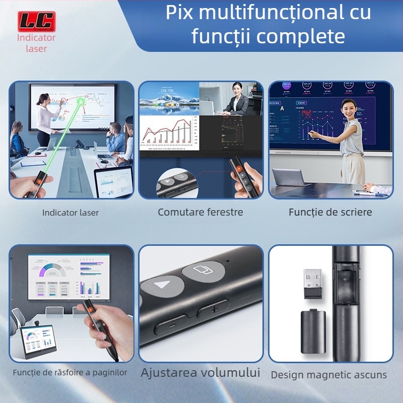 Fleck stilou laser pentru schimbarea paginilor, scriere pe touchscreen, telecomandă PPT, toate într-un singur marker inteligent pentru tablă