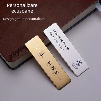 Insigne personalizate din oțel inoxidabil pentru angajați, consultanți în vânzări și imobiliare, cu prindere cu ac