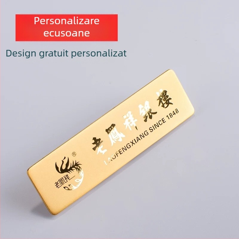 Insigne personalizate din oțel inoxidabil pentru angajați, consultanți în vânzări și imobiliare, cu prindere cu ac