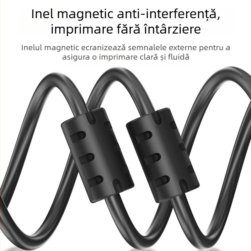 Cablu USB 2.0 pentru imprimantă, copiator și scanner, negru, conector USB pătrat