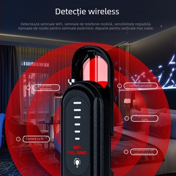 Detector de camere T01 cu semnal GPS wireless și scanare infraroșie pentru hoteluri