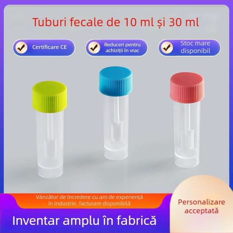  recipient plastic de unică folosință pentru colectare de scaun cu lingură, 10 ml–30 ml, tub de prelevare a specimenului