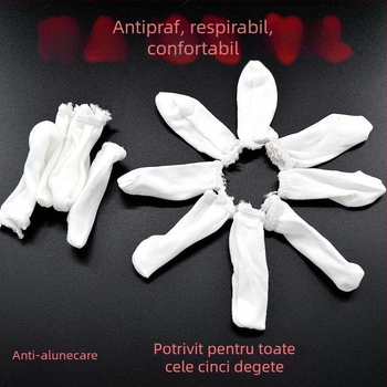 Manșon deget din bumbac 100% – protecție împotriva prafului, antiderapant, absorbant de transpirație, respirabil, rezistent la uzură, pentru spații curate și mediu industrial