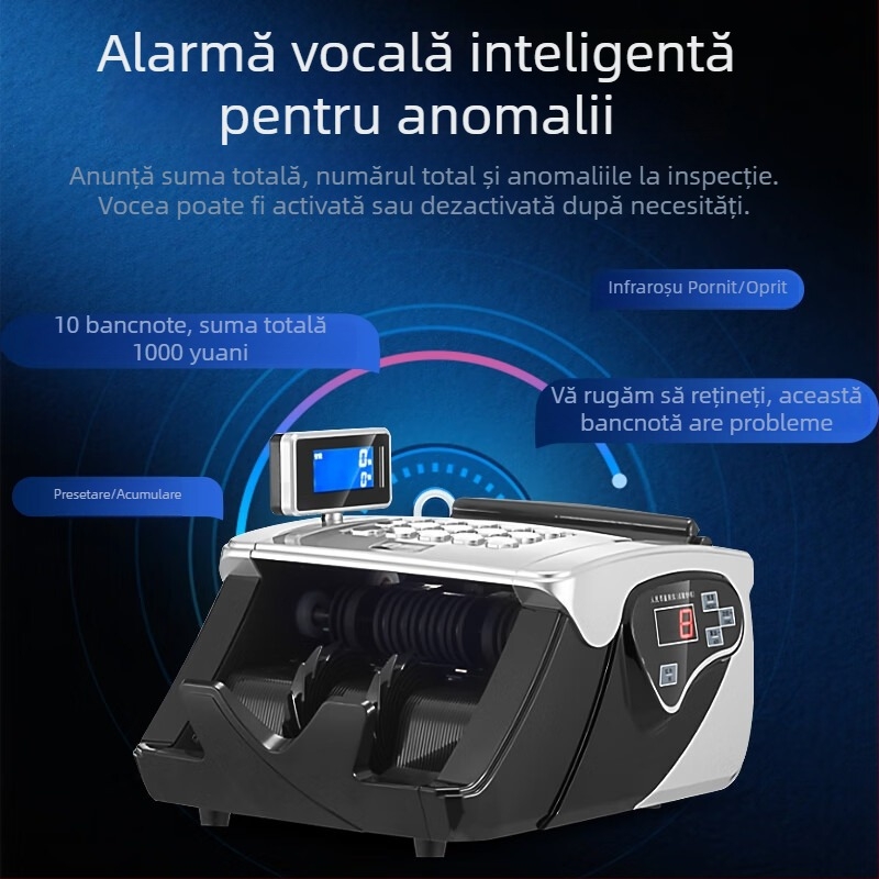 Comet F330B Mașină de numărat bani, compactă și portabilă, cu voce inteligentă, Tip B