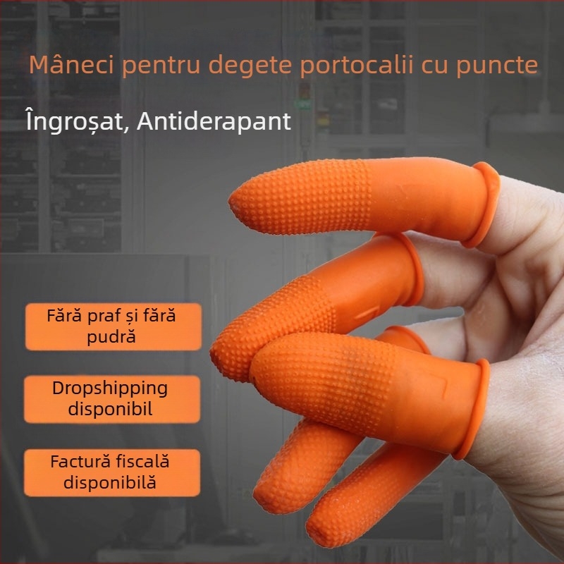 Protecții deget din latex, de unică folosință, antiderapante, fără praf, fără pudră, pentru utilizare zilnică