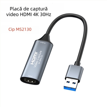 Placă de captură HDMI 4K60Hz USB 3.0, cip MS2130, pentru streaming de jocuri pe PC
