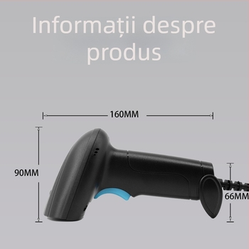 Scanner 2D cu fir pentru coduri de bare, destinat supermarketurilor, curieratului și cateringului; universal pentru gestiunea stocurilor; scanner de casă de marcat, specializat