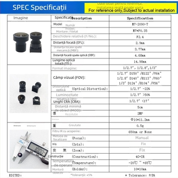 Interfață M7, lentilă cu focalizare fixă de 2.9 mm pentru citire coduri, senzor 1/2.7 inch, unghi de vizualizare 150°