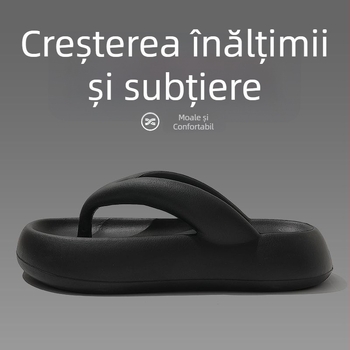 Șlapi pentru femei, talpă groasă pentru creșterea înălțimii, vară, purtare în aer liber, baie/duș, plajă, negri